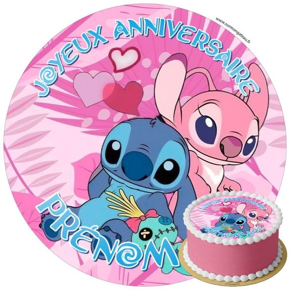 Décoration gâteau anniversaire Stitch disque sucre