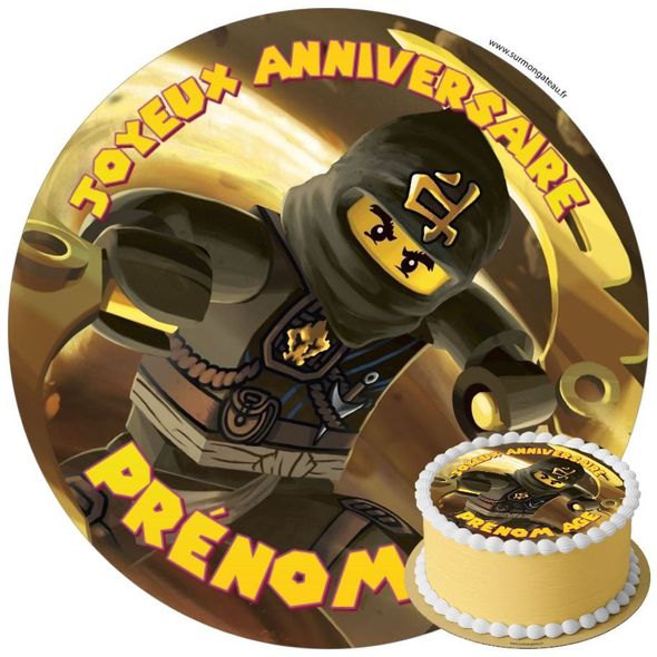 Décoration gâteau anniversaire Ninjago Cole disque sucre