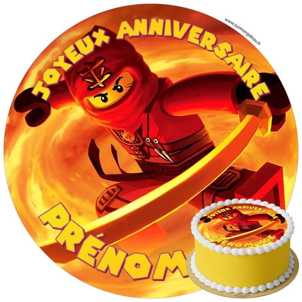 Décoration gâteau anniversaire Ninjago Kai disque sucre