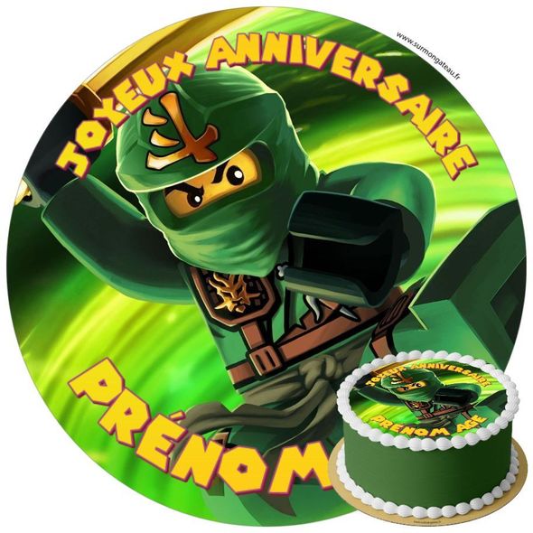 Décoration gâteau anniversaire Ninjago Lloyd disque sucre