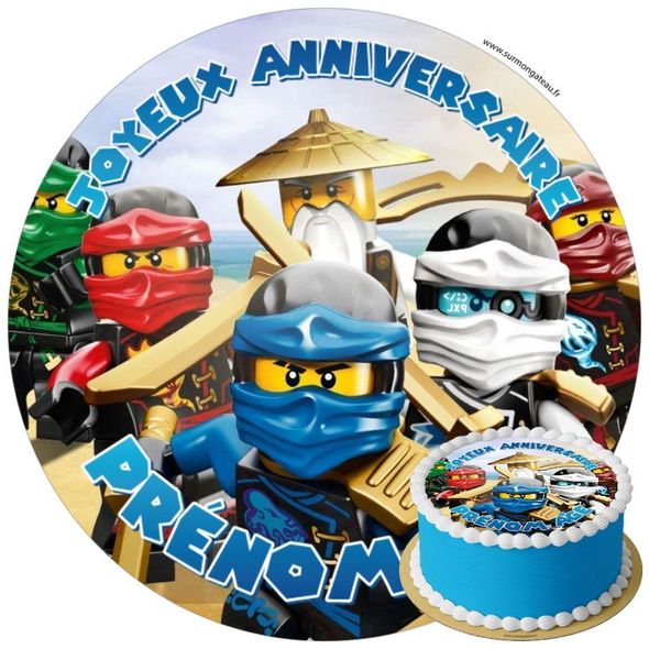 Décoration gâteau anniversaire Ninjago disque sucre