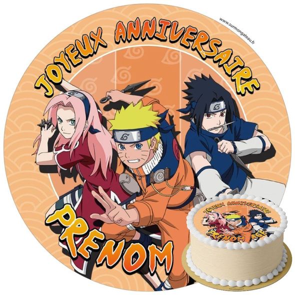 Décoration gâteau anniversaire Naruto disque sucre