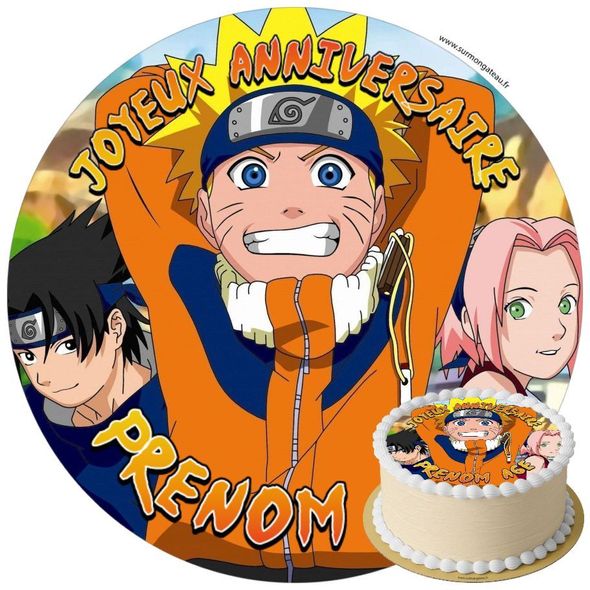 Décoration gâteau anniversaire Naruto disque sucre