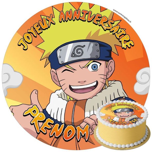 Décoration gâteau anniversaire Naruto disque sucre