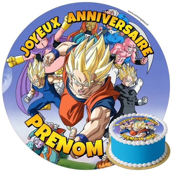 Décoration gâteau anniversaire Dragon Ball Z disque sucre