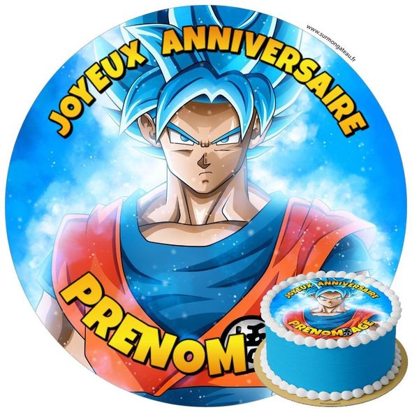 Décoration gâteau anniversaire Dragon Ball Goku disque sucre