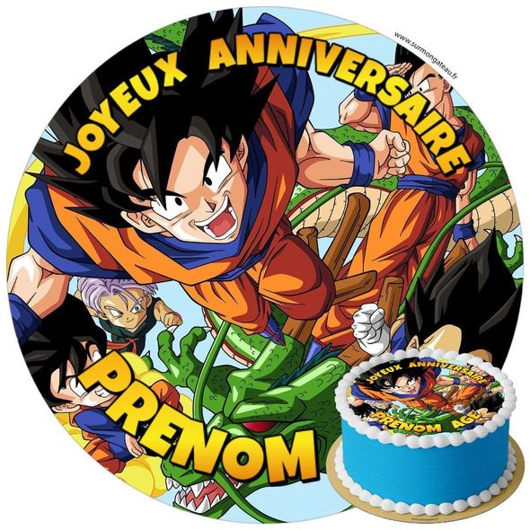 Décoration gâteau anniversaire Dragon Ball disque sucre