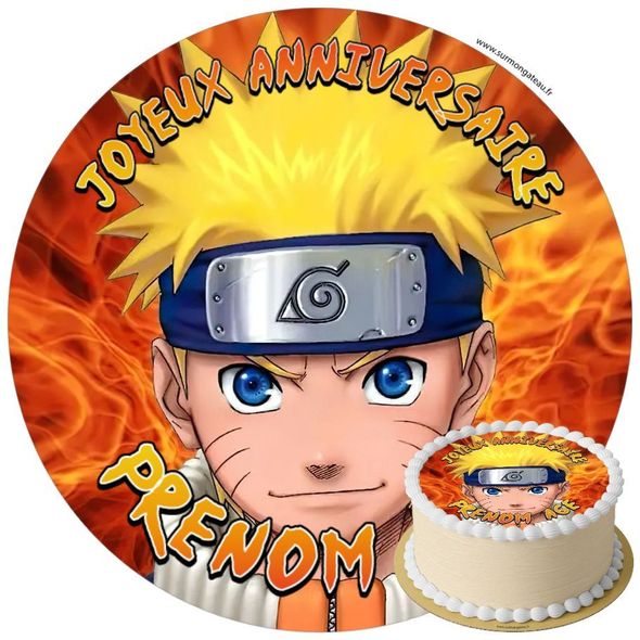 Décoration gâteau anniversaire Naruto disque sucre