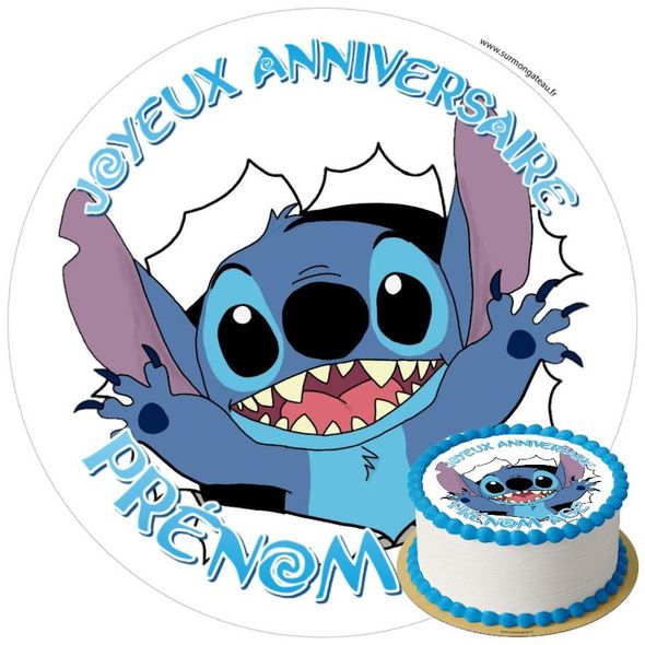 Décoration gâteau anniversaire Stitch disque sucre