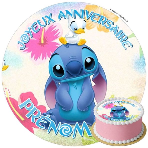 Décoration gâteau anniversaire Stitch disque sucre