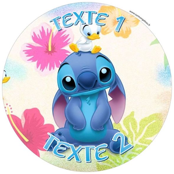 Décoration gâteau personnalisé Stitch disque sucre