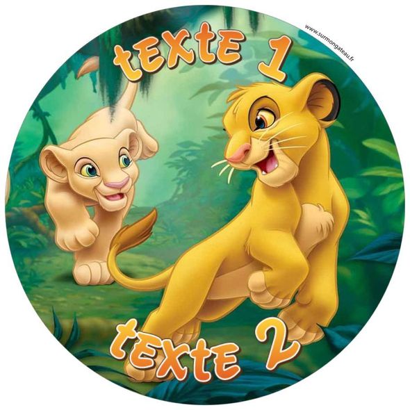 Disque sucre décoration comestible gâteau Roi lion Nala Simba