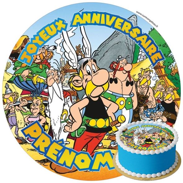 Décoration gâteau anniversaire Astérix disque sucre