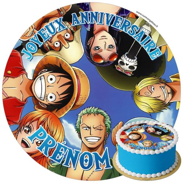 Décoration gâteau anniversaire One Piece disque sucre