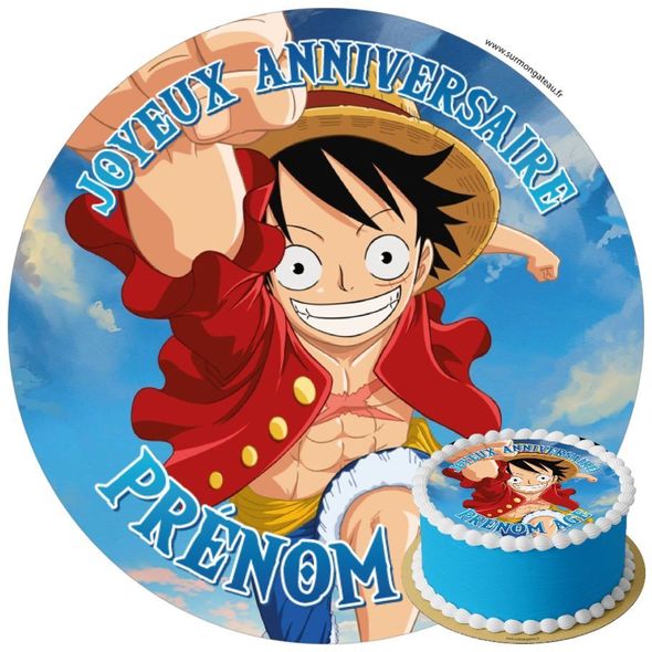 Décoration gâteau anniversaire One Piece disque sucre