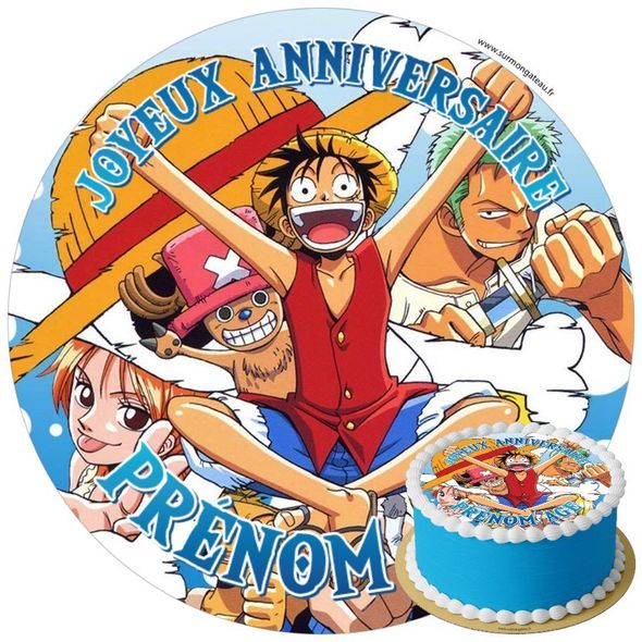 Décoration gâteau anniversaire One Piece disque sucre