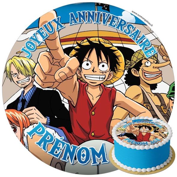 Décoration gâteau anniversaire One Piece disque sucre