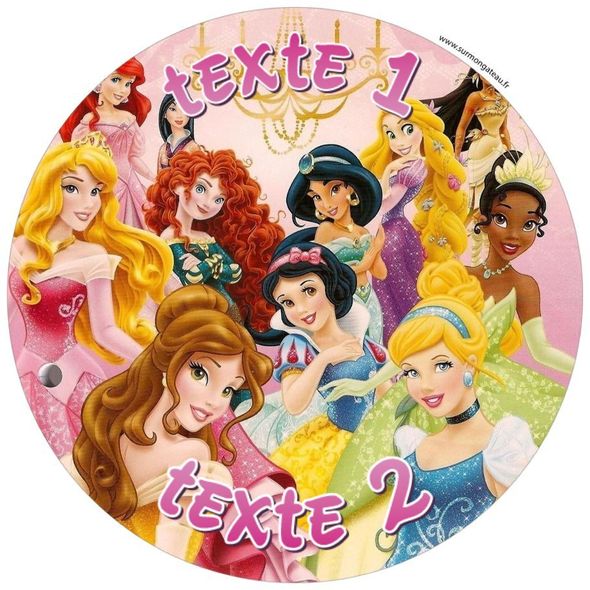 Disque sucre décoration comestible gâteau Princesses Disney