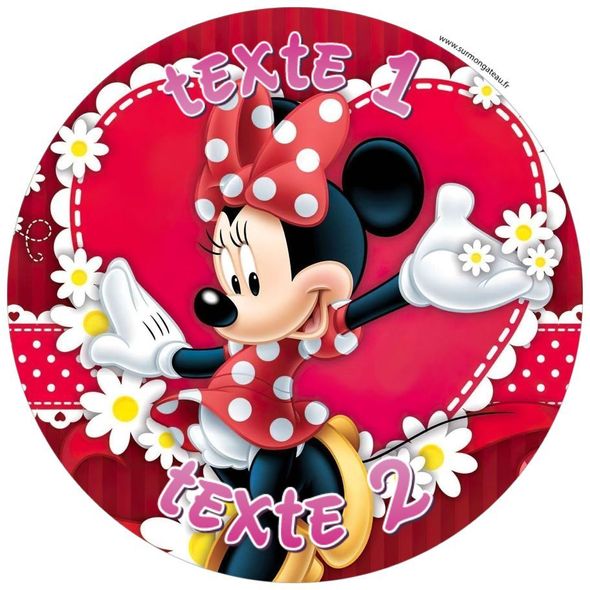 Disque sucre décoration comestible gâteau Minnie Mouse Disney