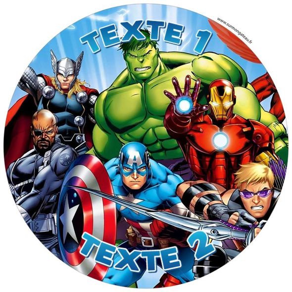 Disque sucre décoration comestible gâteau Avengers