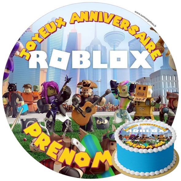 Décoration gâteau anniversaire Roblox disque sucre