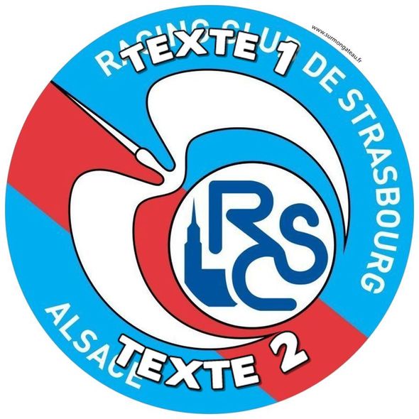 Décoration gâteau personnalisé RC Strasbourg disque sucre