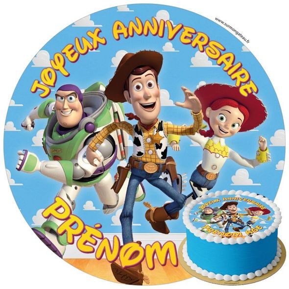 Décoration gâteau anniversaire Toy Story disque sucre