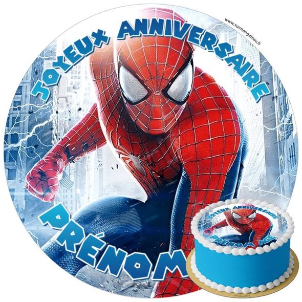 Décoration gâteau anniversaire Spiderman disque sucre