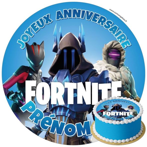 Décoration gâteau anniversaire Fortnite disque sucre