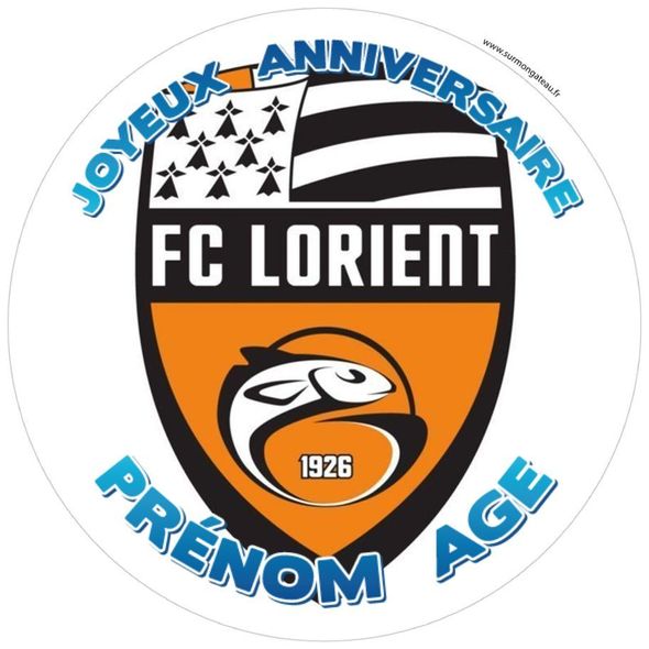 Décoration gâteau personnalisé FC Lorient disque sucre