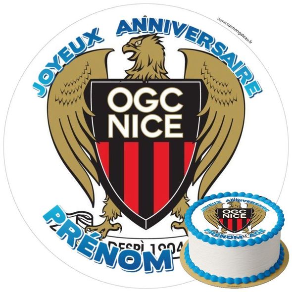 Décoration gâteau anniversaire OGC Nice Foot disque sucre