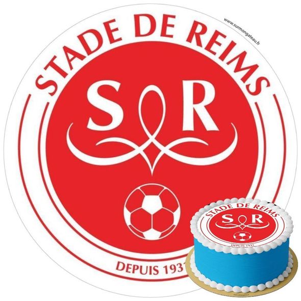 Décoration gâteau anniversaire Stade de Reims Foot disque sucre