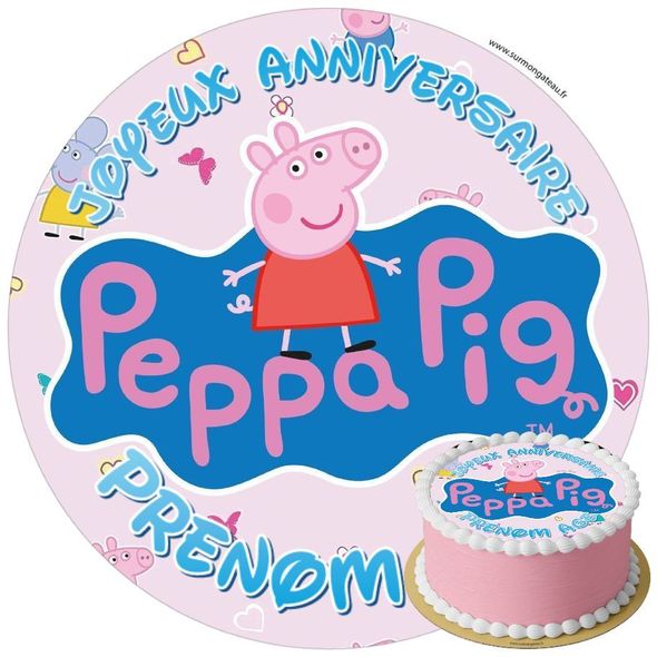 Décoration gâteau anniversaire Peppa Pig disque sucre