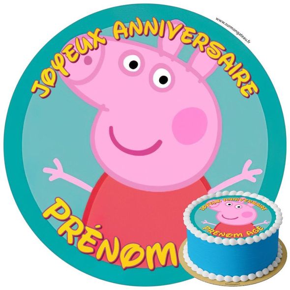 Décoration gâteau anniversaire Peppa Pig disque sucre