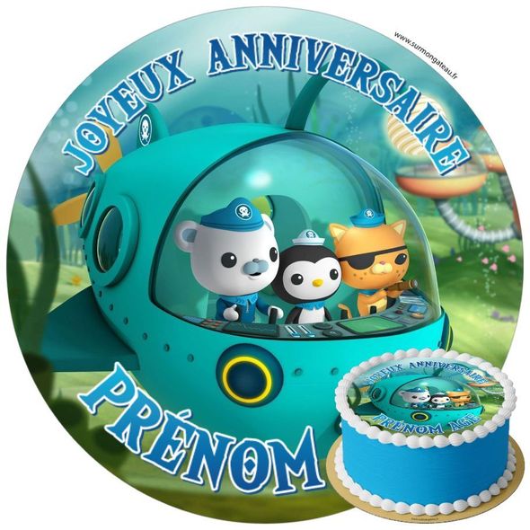 Décoration gâteau anniversaire Octonauts disque sucre