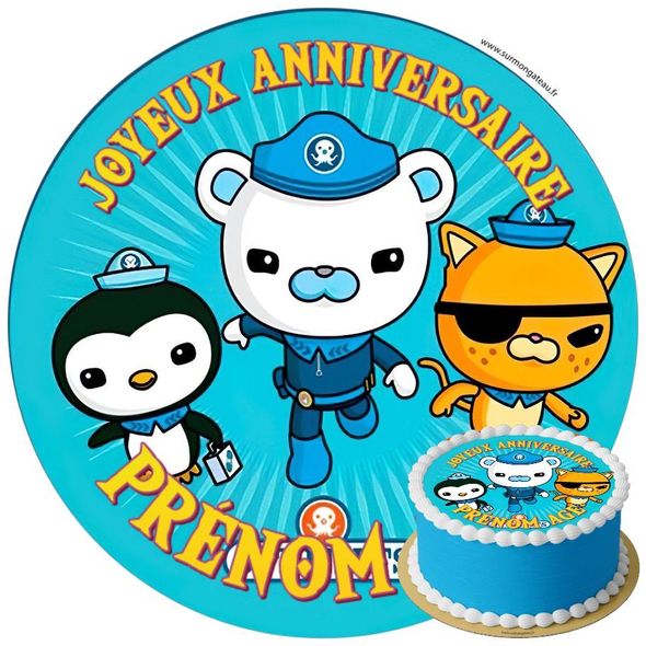 Décoration gâteau anniversaire Octonauts disque sucre