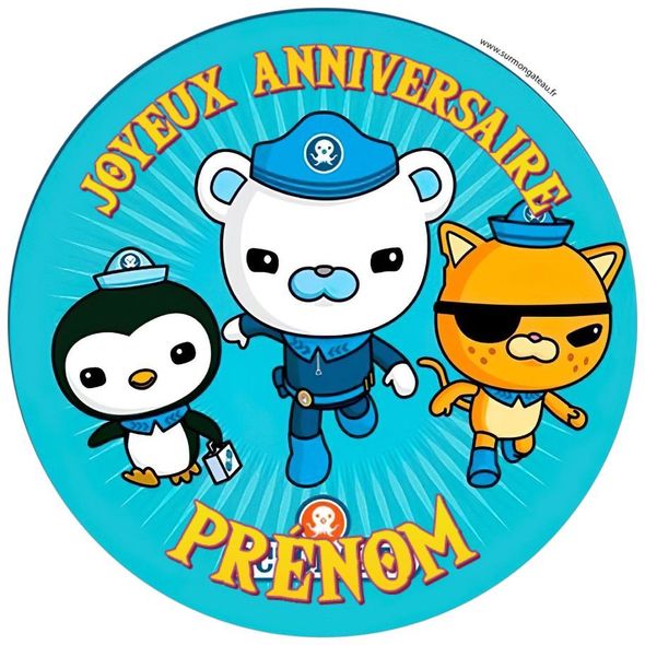 Décoration gâteau personnalisé Octonauts disque sucre