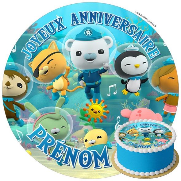 Décoration gâteau anniversaire Octonauts disque sucre