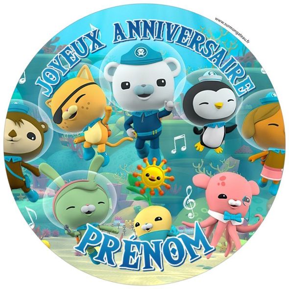 Décoration gâteau personnalisé Octonauts disque sucre