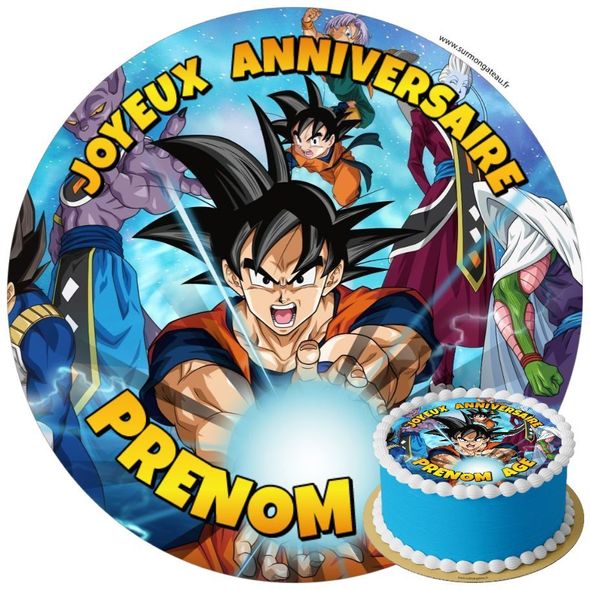 Décoration gâteau anniversaire Dragon Ball disque sucre