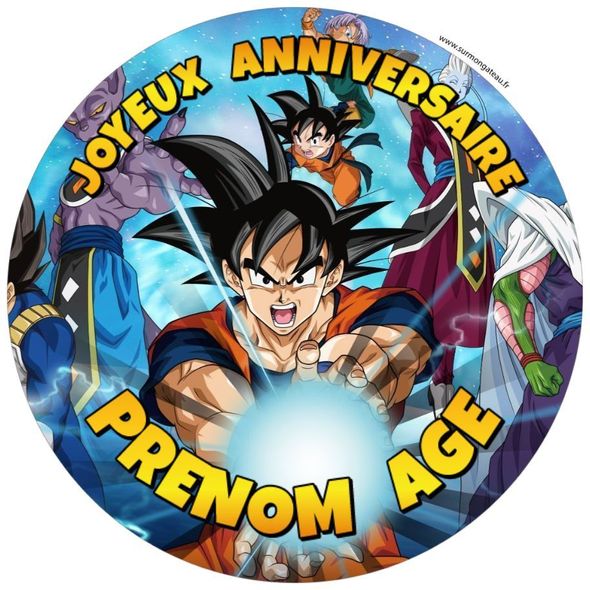 Décoration gâteau personnalisé Dragon Ball disque sucre