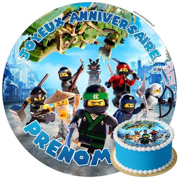 Décoration gâteau anniversaire Lego Ninjago disque sucre