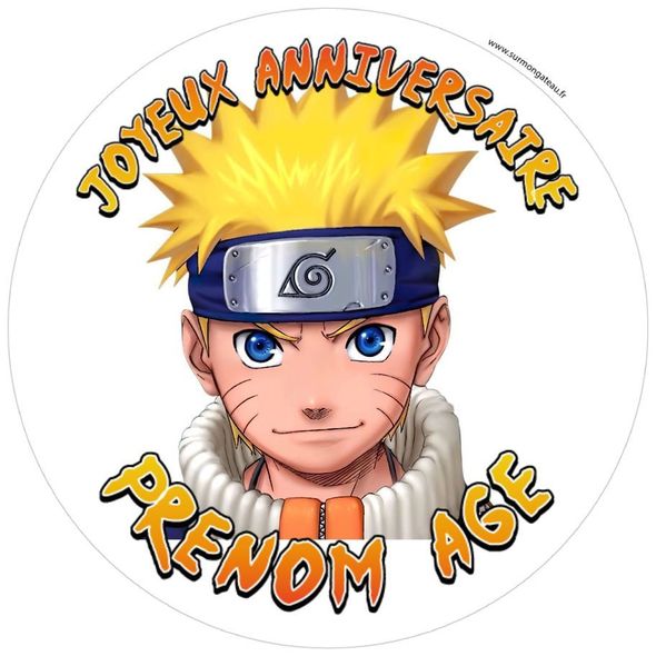 Décoration gâteau personnalisé Naruto Topper disque sucre