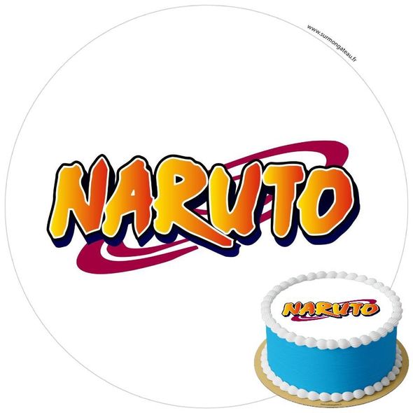 Décoration gâteau anniversaire Naruto Logo Topper disque sucre