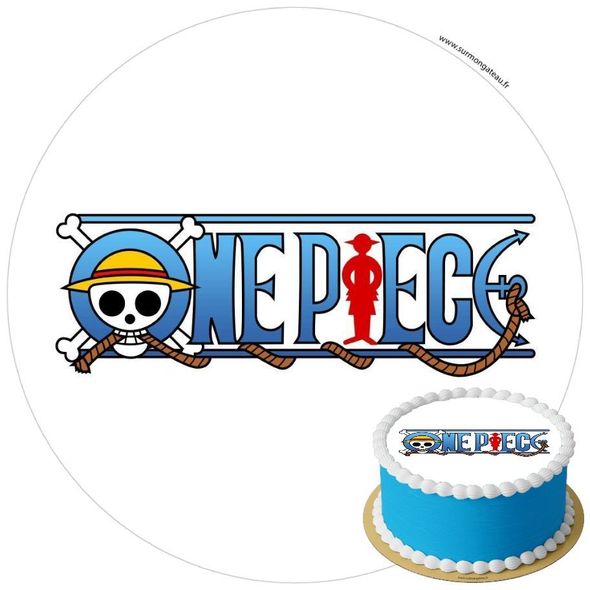 Décoration gâteau anniversaire One Piece Logo Topper disque sucre