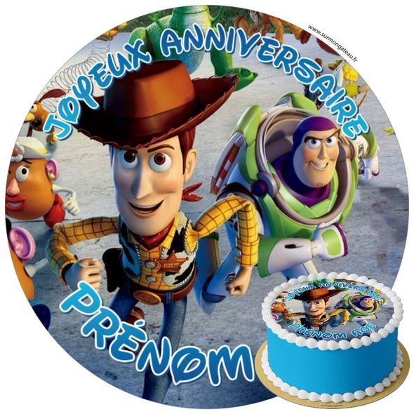 Décoration gâteau anniversaire Toy Story disque sucre