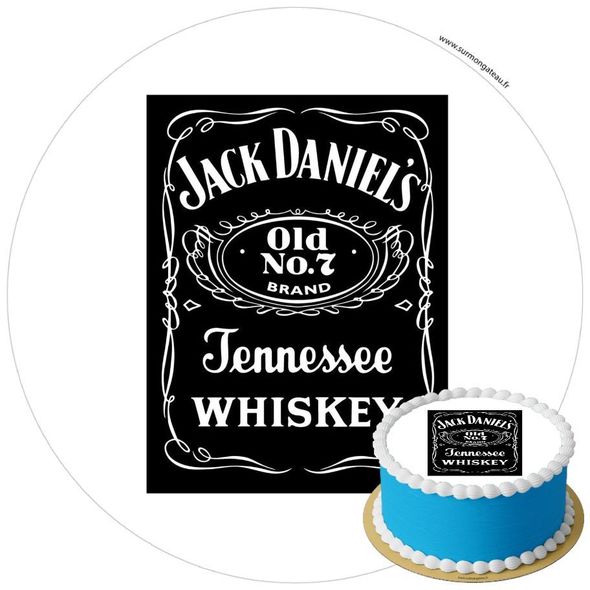 Décoration gâteau anniversaire Jack Daniels disque sucre