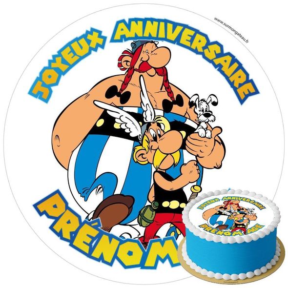 Décoration gâteau anniversaire Asterix et Obelix disque sucre