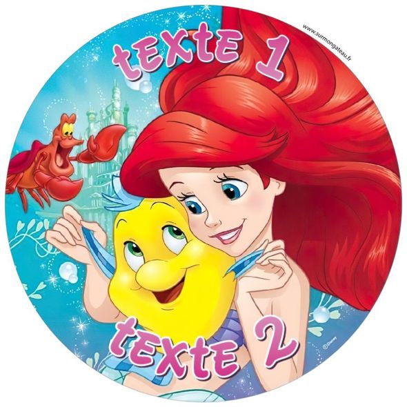 Disque sucre décoration comestible gâteau Ariel