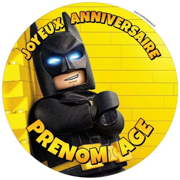 Décoration gâteau personnalisé Lego Batman disque sucre